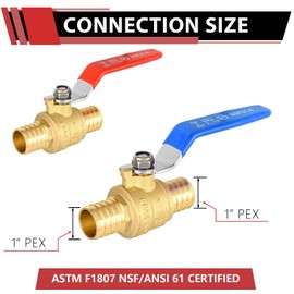 (Pack of 2) EFIELD 1-Inch Pex Crimp Brass Full Port Shut-off Ball Valve for Hot and Cold Water,Potable Water, NSF/ANSI 61