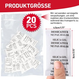 XIANGLONGY 10 g x 20 pieces silica gel bags, silica gel bags for clothes, drawers, shoes, cabinet, desiccant for removing moisture and mould odours