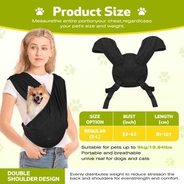 YAOZUP Dog Sling for Small Dogs, Dog Sling for Small Dogs, Adjustable Strap up to 9 kg, Forward Facing Dog Carry Bag, Dog Carrier for Small Dogs for Walks, Travel