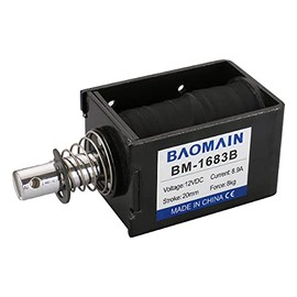Baomain Electromagnet Solenoid 20mm Open Frame Linear Actuator BM-1683B Pull Push Type DC 12V 8.9Amp 8Kgf 80N