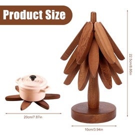 Mineup Christmas Tree Art for Wood Coasters, Set of 3 Wooden Coaster, Tree Design Coasters, Wood Tree Shaped Table Mat, Anti-scalding Heating Pads, Creative Foldable Wood Placemats Home Decor(Walnut)