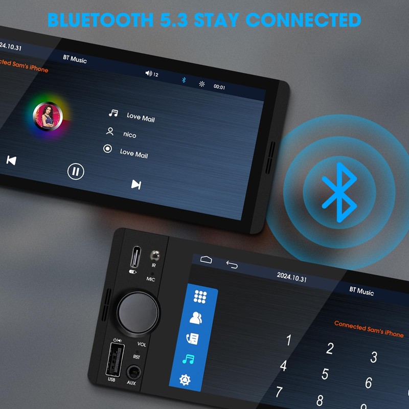 SOUNDKITS Single Din Car Radio with CarPlay: Bluetooth Car Stereo