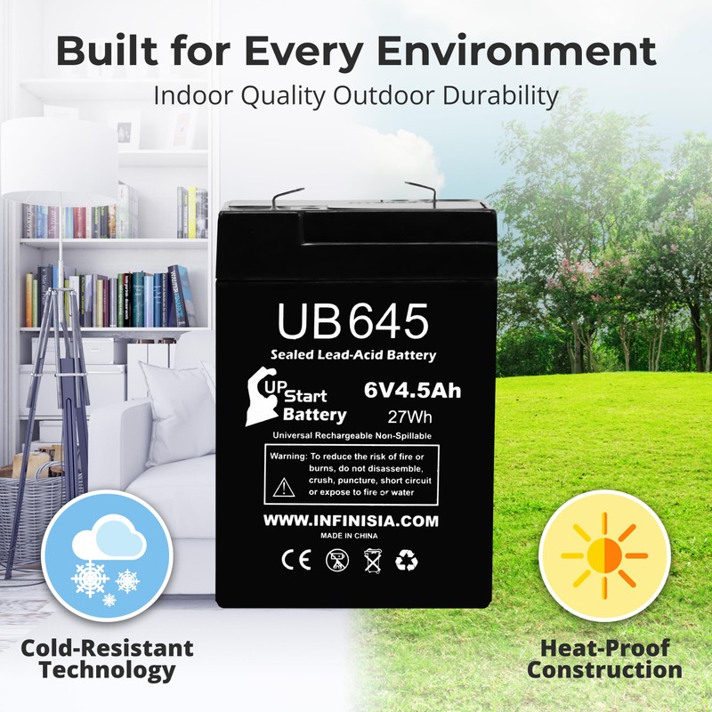 2 Pack UB645 6V 4.5AH Battery for LA640, FP640, CP640,