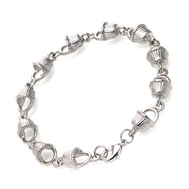 Cape Cod Jewelry-CCJ Nantucket Basket Link Chain SilverTone Bracelet 7.5"