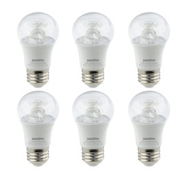 Sunlite 45162 LED A15 Appliance Clear Light Bulb, 6 Watts (40W Equivalent), 450 Lumens, Medium Base (E26), 90 CRI, Dimmable, ETL Listed, Ceiling Fan, Title-20 Compliant, 3000K Warm White, 6 Count