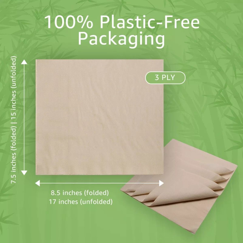 Ibambo Bamboo Entertain Napkins - 40 Pack, 3-Ply, Heavy Duty