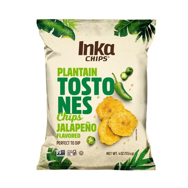 Inka Jalapeño Flavored Tostones Chips, Gluten Free, Non GMO, 4