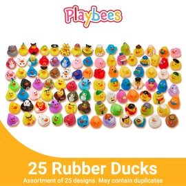Playbees Rubber Ducks in Bulk 25 Pack Assortment Duckies Kids Baby Bath Shower Toys Jeep Ducking Floater Summer Beach Pool Activity Baby Showers Accessories Classroom Incentives - Mix Style 3