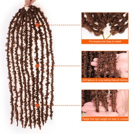 ZRQ Butterfly Locs Crochet Hair 18 Inch 6 Packs Pre Looped Distressed Locs Butterfly Locs Crochet Braids Most Natural Hair Extension for Black Women (18 Inch,1B)