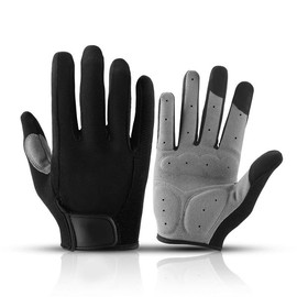 Cycling Gloves, Anti Slip Gloves Mountain Bike Gloves Full Finger Touch Screen Bike Gloves for Men Women (Black)