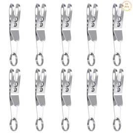 Iyowei Pack of 10 Silver Key Ring Multi-Purpose EDC Suspension Clips Belt Pendant Multiclip Belt Clip Key Carabiner with Key Ring Hook (3.1 x 0.5 cm)