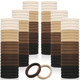 120pcs Elastic Hair Ties for Women,Seamless Hair Band,Hair Ties No Damage,Ponytail Holder No Crease Damage,Rubber Bands for Hair,Hair Elastics,Cotton Bands,Hair Accessories for Women (Brown)