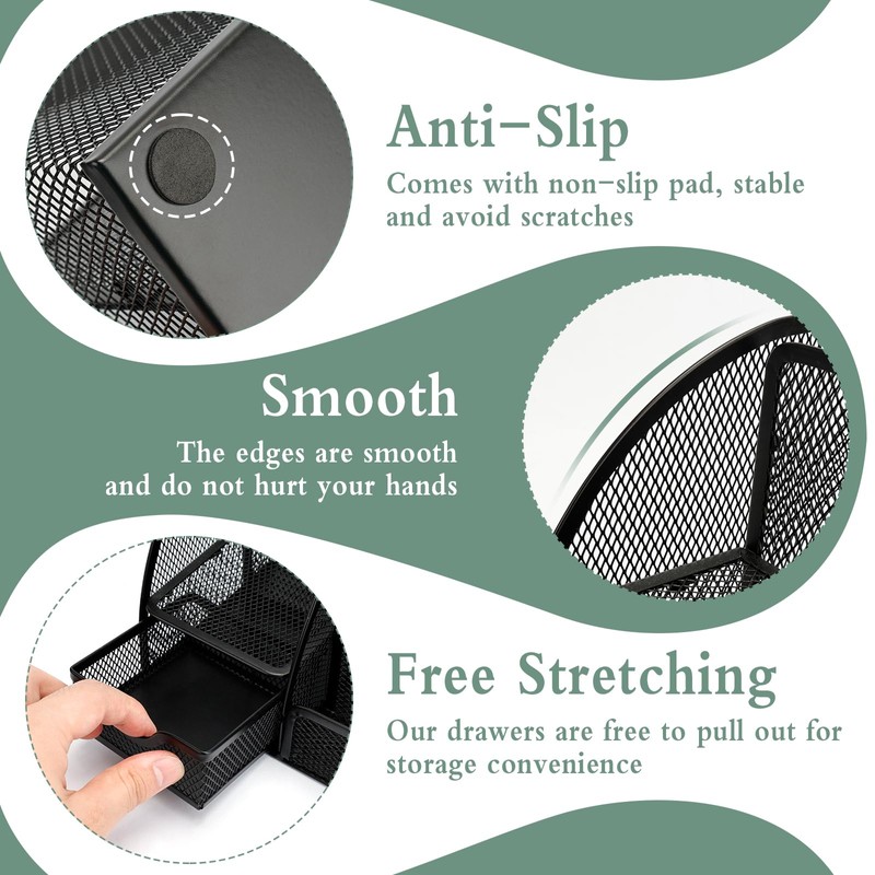 UMILKI 2 Piece Desk Organiser with Pen Holder Set, Metal