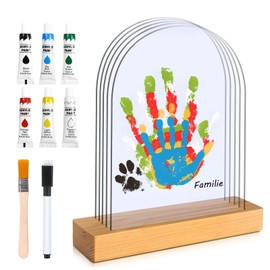SENLINLIN Handprint Set Family with Space for 5, Baby Handprint and Footprint Set, Finger Paints Children Non-Toxic, Imprint Set Baby Hand and Foot, Perfect Birth Gift for Girls and Boys