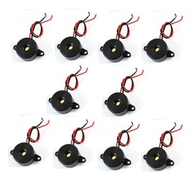 bnafes DC 3-24V Active Piezo Buzzer 85 db with Industrial Audio Inside 2-Wire Leads Electric Alarmer 10PCS