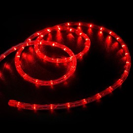 WYZworks 50 ft Red PRE-Assembled LED Extendable Rope Lights - 2 Wire Christmas Holiday Decoration Indoor/Outdoor Lighting | ETL Certified