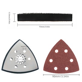 Starlock Sanding Plate, 93 mm Multitool Sanding Plate, Supplied with 8 Sheets of Triangular Sandpaper, Sanding Plates for Precision Work on Wood, Metal, Sanding, etc.