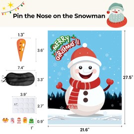 Haunt Couture Christmas Games - Pin The Nose on The Snowman, 54 Players Kids Fun Game - Christmas Pin The Tail on The Snowman Game - Christmas Games for Kids Girls Boys (Cute_Snowman)