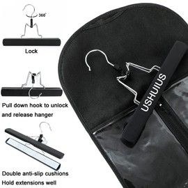 Hair Extension Holder, Extra Long Wig Storage Bag with Hanger, Wig Storage for Multiple Wigs Hairpieces, Portable Wig Bags Storage Style Hair Travel Hair Extensions Bag (31.5 Inch, 1Pcs Black)