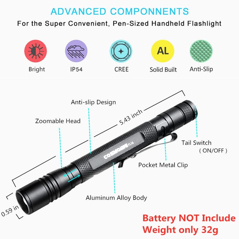 COSMOING UV Flashlight Pen, LED 395nm Ultraviolet Flashlight, Zoomable Blacklight,