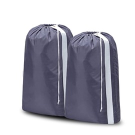 Keeble Outlets Laundry Bag | 30 * 40 XL Laundry Basket | 100% Nylon Laundry Hamper | Grey Cruise Ship Essentials | Pack of 2 Organizer for Room Organization | Travel-Friendly