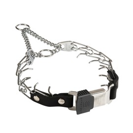 Herm Sprenger Prong Collar for Dog Training with Easy Quick Release Cliclock & ORing - German Made Dog Collar with Chrome Plated Steel 2.25mm Prongs for Small Dogs (14-19" Neck)