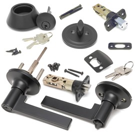 Honeywell Safes & Door Locks Interior Door Handle – Lever Door Handle and Deadbolt Combo, Matte Black Finish, Easy-to-Install Door Handles for Home & Office - 8108632