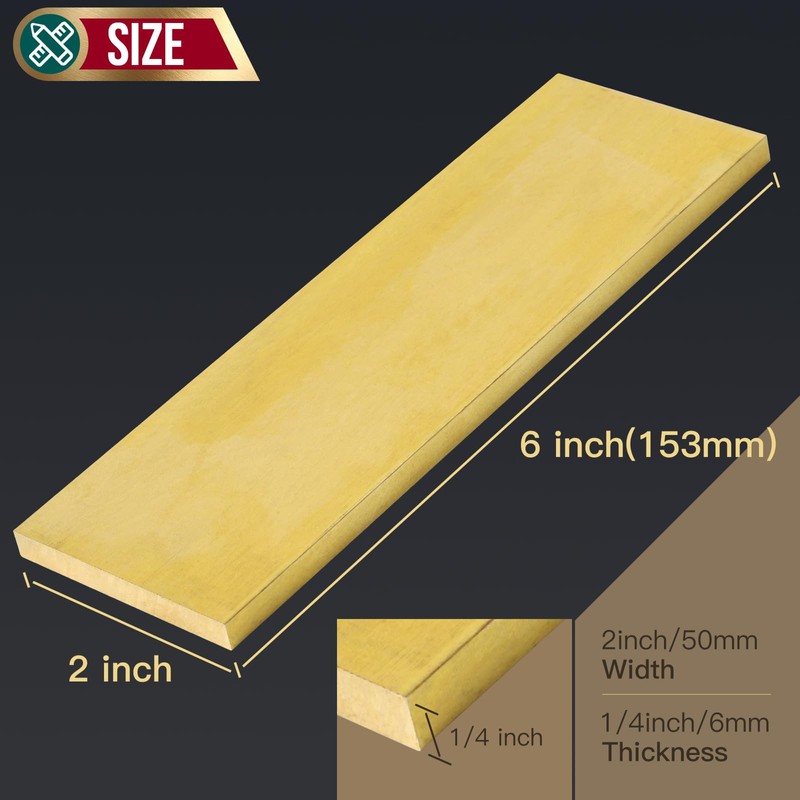 1/4" x 2" Brass Flat Bar Blank 6 "Long Solid