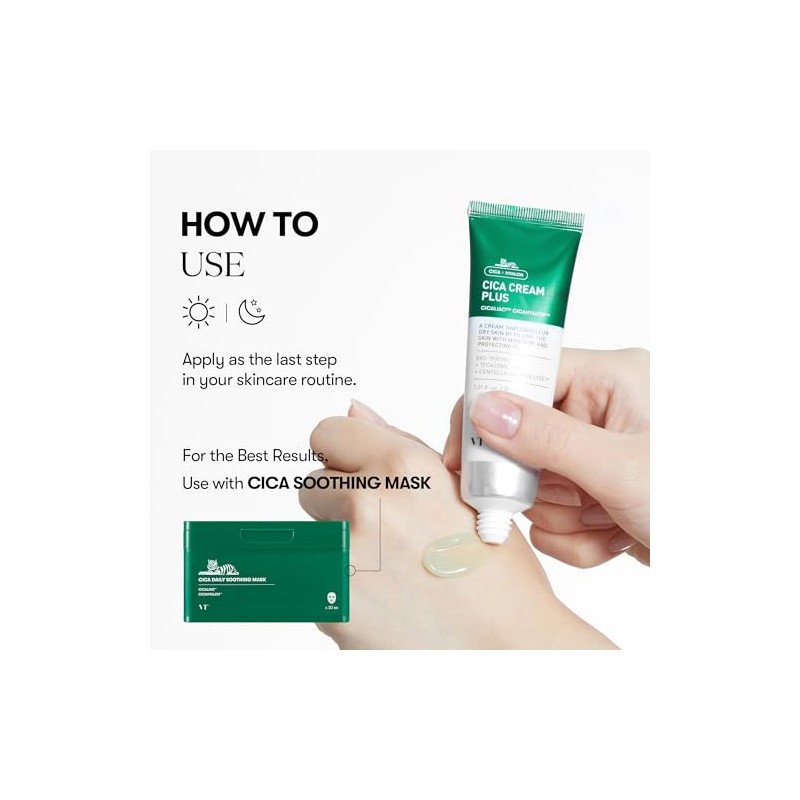 VT COSMETICS Cica Cream Plus, Hydrating & Calming Face Moisturizer