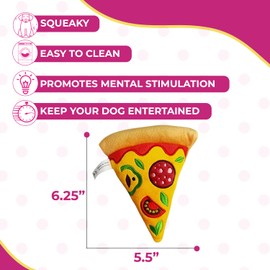 Glow Pups 2 Pack Pizza Dog Toy with Squeaker, Plush Pizza Dog Toys for Small and Medium and Large Size Dogs, Multipack Pack Dog Toy (2 Slices of Pizza)