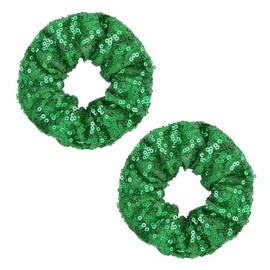 Hair Scrunchies Sparkly Hair Ties Sequin Hair Band Retro Disco Party Favors Hair Accessories Hair Holder 2 Pack TSFQ15 (Green)