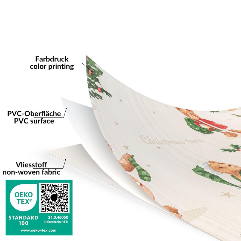 ANRO Oilcloth Tablecloth Christmas Tablecloth Washable Oilcloth Christmas Wax Tablecloth