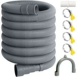 SDLDEER Washing Machine Hose 2m, Universal Drain Hose Extension Kit for Washing Machines, Dishwasher and Other Applications, Including Hose Connector Hose Clamps U Bracket