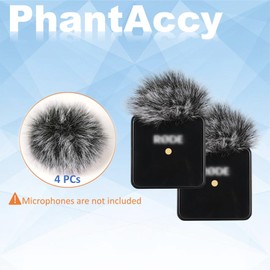 PhantAccy 4PCS Windscreen/Pop Filter for Rode Wireless Go I (1st Gen) Microphones - Furry Mic Cover for Wind & Ambient Noise Reduction (Rode Wireless Go I, Black-White)