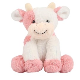 Spring Cute Cow Design Plush Toy for Teens and Adults and Pets, Summer Gifts, Plush Animal for Home Decor, Stuffed Animal Toy, Cute Sitting Cow Stuffed Animals, Cow Plush Stuffed Plushies, Birthday Gift - Color: Pink And White, Specification: one-size
