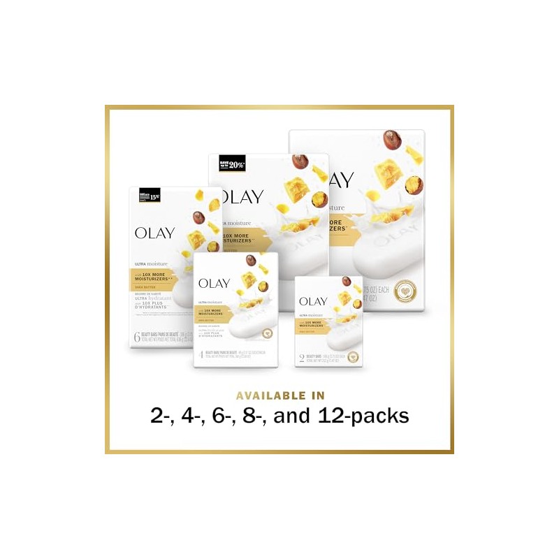 OLAY Outlast Ultra Moisture Beauty Bar, 22.0 Ounce, Packaging May