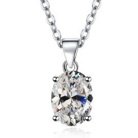 CTEW White Oval Cubic Zirconia Crystal Drop Pendant Necklace for Women 14K Gold Plated Crystal CZ Dainty Choker Necklace
