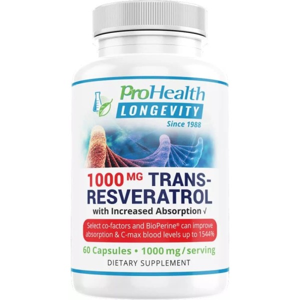 Prohealth Trans- Resveratrol De 1000 Mg 99.5 % Puro Con 60 Capsulas