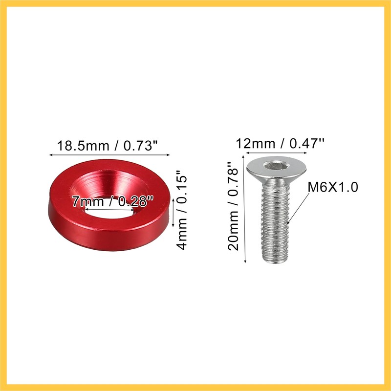 REPAIROCK 20pcs Motorcycle Red Fender Bumper Washer Bolt Nuts Kit