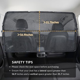 LITTOU Car Dog Barrier Net for Large SUV Trunk 56" More Coverage Car Pet Back Seat Divider with See Through Mesh Cargo Area Gate for Dog (L)