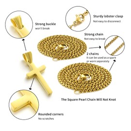 Stainless Steel Cross Necklace for men,Gold Cross Necklace for boys kids tiny Small Cross Pendant Necklace 24 inches Simple Jewelry thin cross chain for mens
