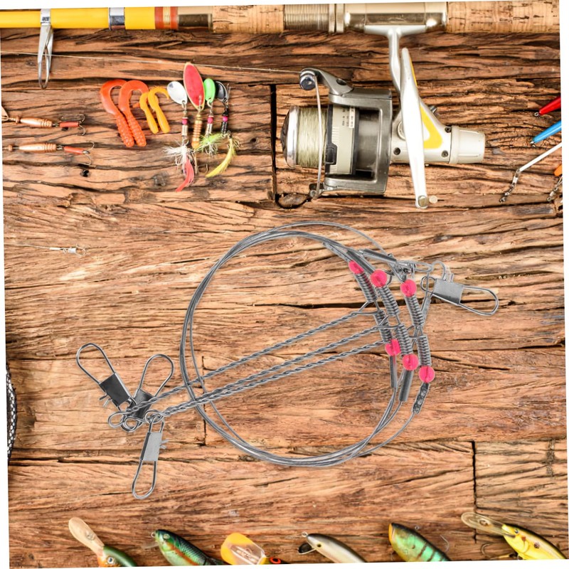 Kisangel 5sets Wire Fishing Trace Leaders Kit Tangling Fishing Rigs