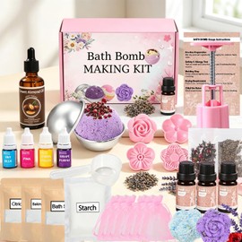 Bath Bomb Making Kit, DIY Bath Bomb Kit for Adults Make Your Own Spa Bath Bomb Craft Kits with Bath Bomb Molds, Press, Spa Craft Kits, Essential Oils Bath Bombs Making Supplies Gifts for Girls Women