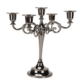 Metal Candelabra Black 5 Arms Elegant Colorfast Stable Wide Base Taper Candle Holder for Party Wedding