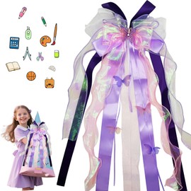 DONGZQAN School Cone Bow, Sugar Bags Bow, 60 x 20 cm, School Cone Bow, Girls Decoration, Sugar Bags Bow, Light Purple, Craft Set, School Cone Bow (Purple)