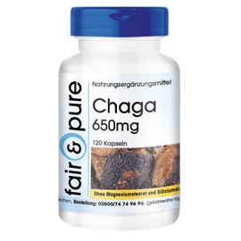 Chaga 650mg (Inonotus Obliquus), Natural, Vegan, No Additives, Vital, 120 Capsules