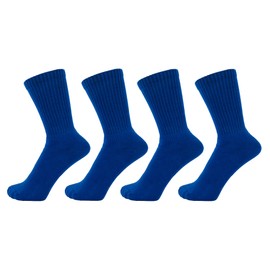 ZAKIRA Finest Combed Cotton Terry Lined Athletic Crew Socks for Men, Women - 4 Pack, 6-9 (US), Royal Blue