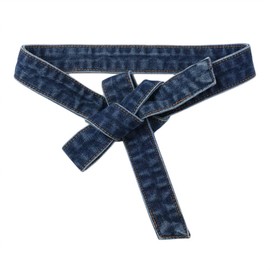 Women Denim Waist Belt Self Tie Waist Band Jean Waist Rope for Pants Dress Jacket Width 1.4in, Dark blue