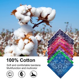 Chalier Cmfort Paisley Bandana for Women Men, Multifunctional Paisley Headbands Scarf 10-14 Pack Cowboy Bandana Handkerchiefs