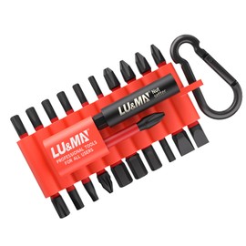 Magnetic Screwdriver Bit Set, S2 Steel Construction, 1/4-Inch Hex Shank, PH/T/Torx/SQ/PZ/H/SL Bits, 25mm and 50mm Length, with Magnetic Bit Holder (Red, 22 Pieces)